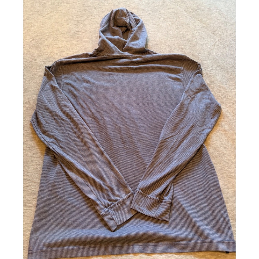 Johnnie-O Mens Large Blue Striped Long Sleeve Hooded T-Shirt Cotton Modal Hoodie